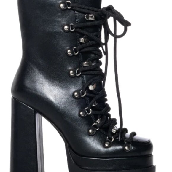 Azalea Wang Lace Up Platform Moto Boot - Picture 2 of 2
